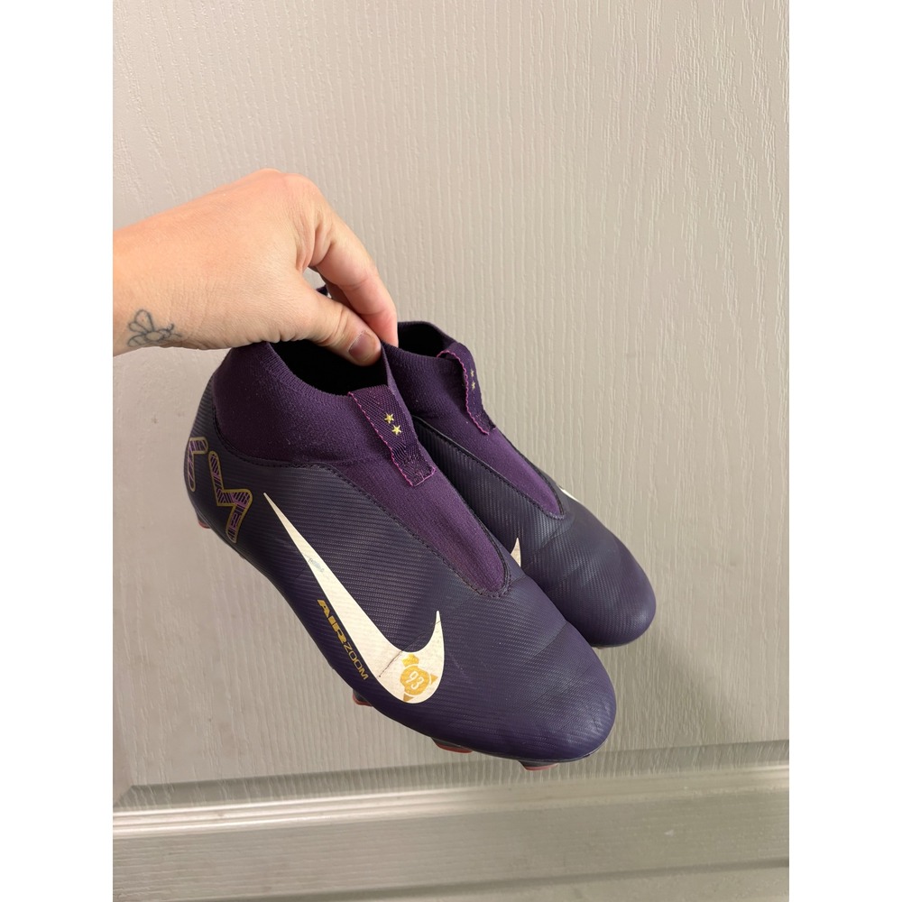 Nike Jr Air Zoom Mercurial Superfly 9 Academy KM FG MG Purple Gold Soccer Cleats